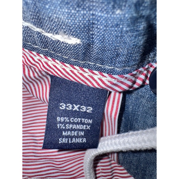 CREMIEUX Mens 33x32 Chino Pants Blue Chambray Cotton Spandex Blend Casual - Picture 2 of 5